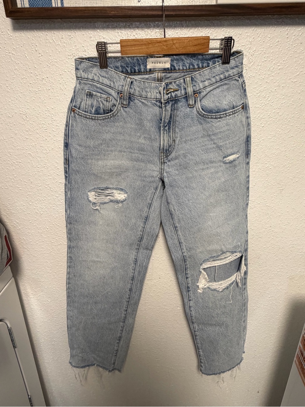 PacSun Light Blue Denim Jeans with Gold Topstitching